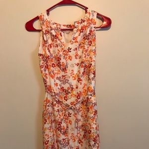 LOFT Sleeveless Floral Dress with notched neckline, XS